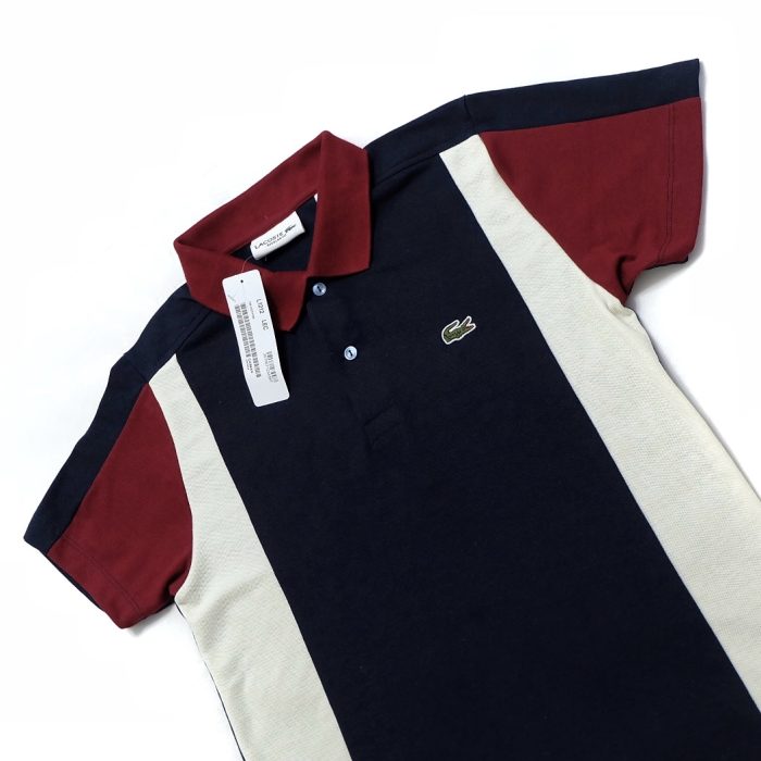 Vertical Tri Color Block Polo Shirt - Navy Blue